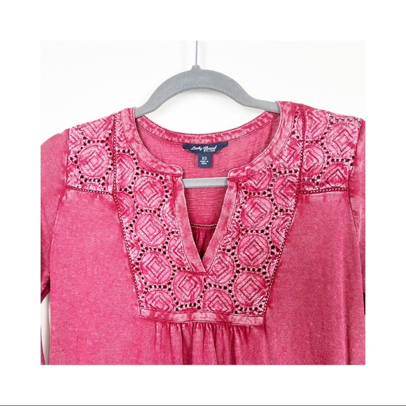 Lucky Brand V Neck Slit Womens Top Marled Red Size XS - Picture 3 of 6